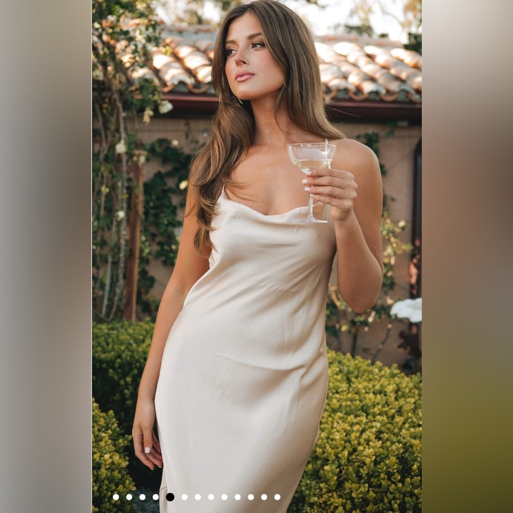 NWOT SHOW ME YOUR MUMU - Tuscany Maxi Slip Dress size L color: champagne - Picture 5 of 5